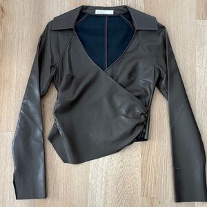 OAK + FORT Brown Wrap Blouse